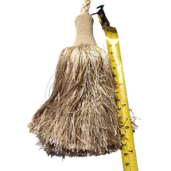 Vintage Set of 2 Gold Beige Rope Curtain Tieback Tassels Rope Large 42" Neutral - Picture 6 of 6